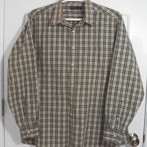 Faded Glory Plaid Olive Green Long Shirt Shirt, XL